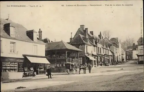 Ak Cambremer Calvados, Vue de la place du marche