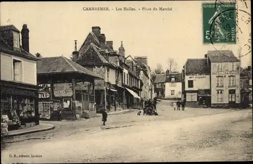 Ak Cambremer Calvados, Les Halles, Place du marche