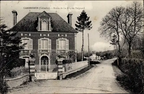 Ak Cambremer Calvados, Route de la Roques Baignard