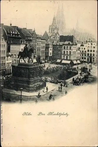 Ak Köln, Blick auf Denkmal und Marktplatz