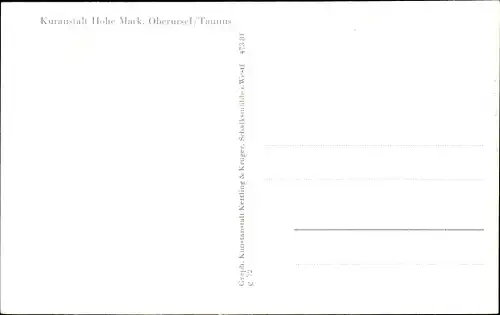 Ak Oberursel im Taunus Hessen, Kuranstalt Hohe Mark