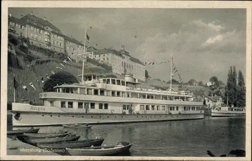 Ak Meersburg, Dampfer Allgäu auf dem Bodensee, Häuser