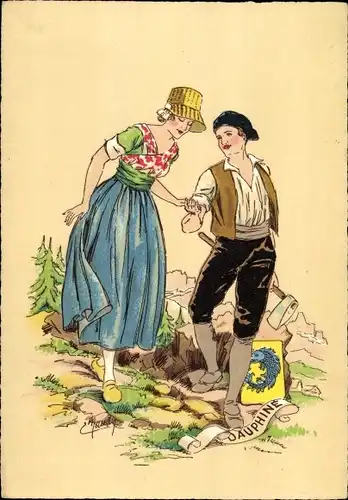 Künstler Ak Dauphiné, Französische Landestracht