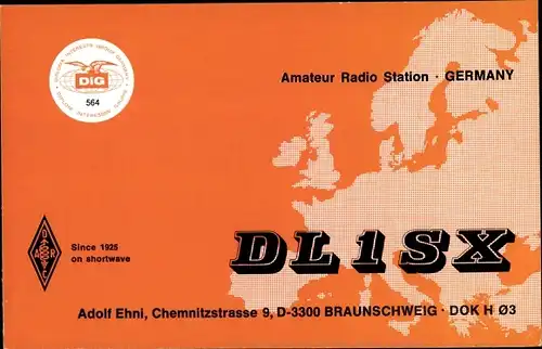 Ak QSL Karte, Funkerkarte, DL1SX, Adolf Ehni, Braunschweig