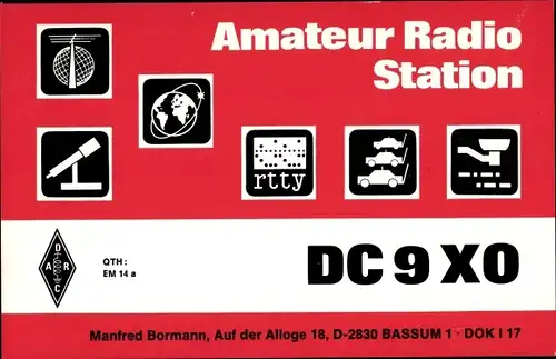 Ak QSL Karte, Funkerkarte, DC9XO, Manfred Bormann, Bassum