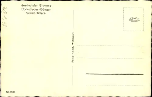 Ak Geschwister Fromme, Volkslieder Sänger, Geising Erzgebirge