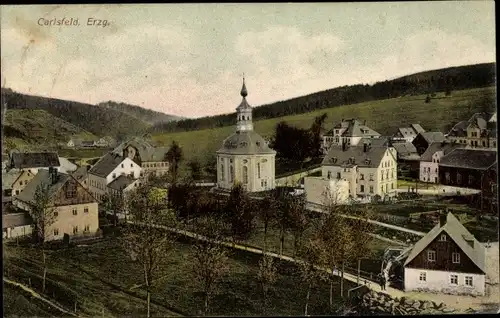 Ak Carlsfeld Eibenstock Erzgebirge, Kapelle, Siedlung, Panorama