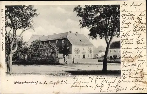 Ak Wünschendorf Lengefeld im Erzgebirge Sachsen, Teilansicht, Gasthaus