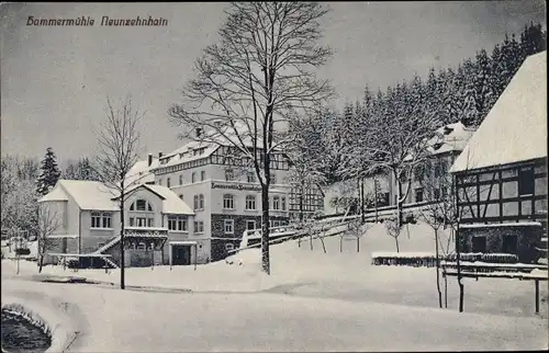 Ak Neunzehnhain Lengefeld im Erzgebirge Sachsen, Hammermühle, Winter, Inh. Reinhard Schmidt