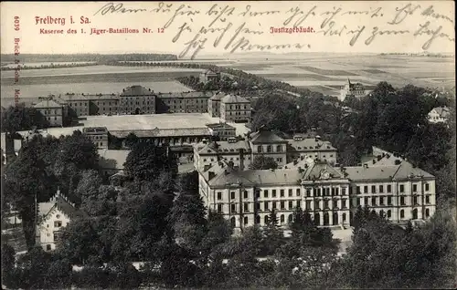 Ak Freiberg in Sachsen, Kaserne 1. Jäger Bataillon Nr. 12, Justizgebäude