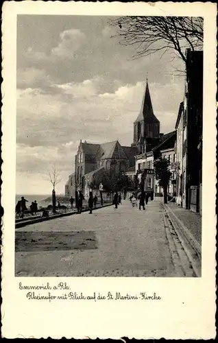 Ak Emmerich am Niederrhein, Rheinufer, Blick auf St. Martini Kirche