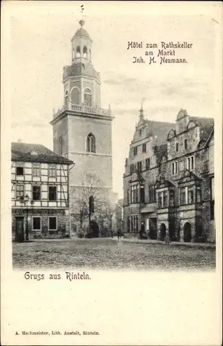 Ak Rinteln an der Weser, Hotel zum Rathskeller, Marktplatz