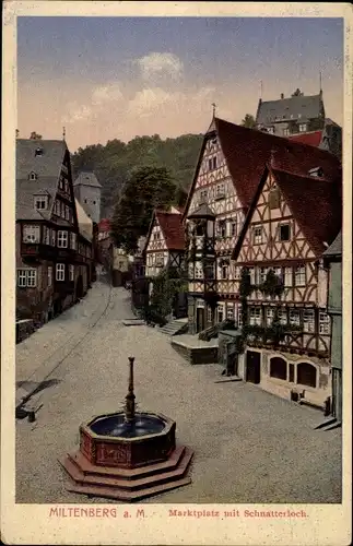 Ak Miltenberg in Unterfranken Bayern, Marktplatz mit Schnatterloch