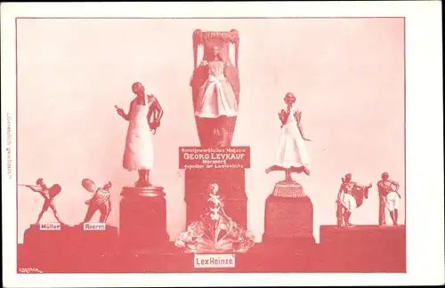 Ak Nürnberg in Mittelfranken, Plastiken, Kunstgewerbliches Magazin, Lex Heinze, Müller, Roeren