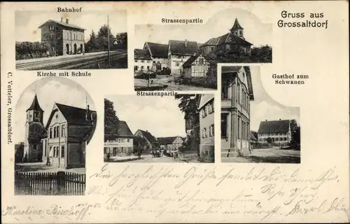 Ak Großaltdorf Vellberg im Kreis Schwäbisch Hall, Gasthof zum Schwanen, Bahnhof Gleisseite