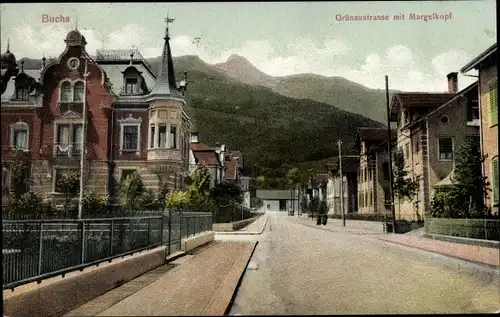 Ak Buchs Kanton Sankt Gallen, Grünaustraße mit Margelkopf