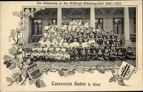 Passepartout Ak Baden in Niederösterreich, Turnverein, 50jh Gründungsfest 1912