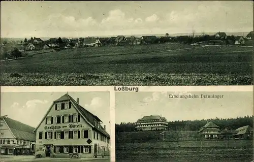 Ak Loßburg im Kreis Freudenstadt, Gesamtansicht, Gasthaus zum Bären, Erholungsheim Bräuninger