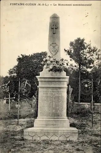 Ak Fontaine Guerin Maine et Loire, Le Monument commemoratif