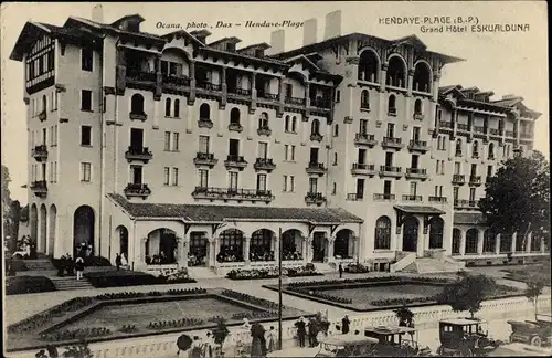 Ak Hendaye Plage Pyrénées-Atlantiques, Grand Hotel Eskualduna