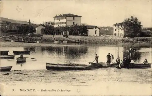 Ak Hendaye Pyrénées-Atlantiques, Embarcadere de Santiago