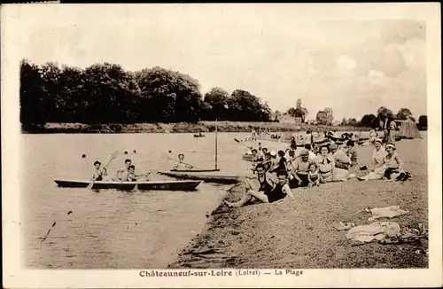 Ak Chateauneuf sur Loire Loiret, La Plage, Strandleben