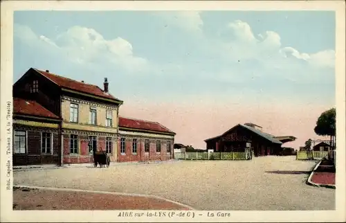 Ak Aire sur la Lys Pas de Calais, La Gare