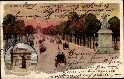 Künstler Litho Schmidt, Paris VIII, Champs Elysees, Arc de Triomphe