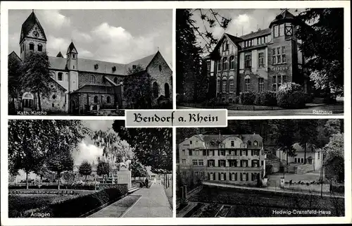 Ak Bendorf am Rhein, Hedwig Dransfeld Haus, Kath. Kirche, Rathaus, Anlagen