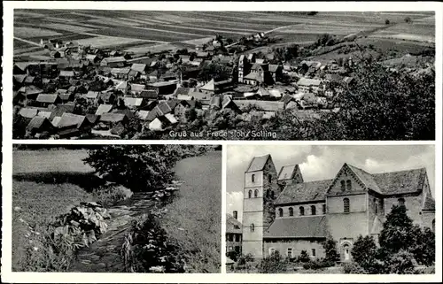 Ak Fredelsloh Moringen Niedersachsen, Fliegeraufnahme vom Ort, Gasthof zum braunen Hirsch, Bach