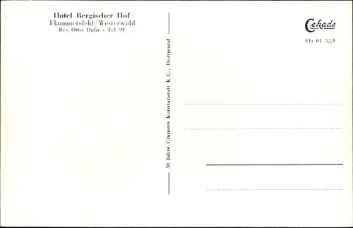 Ak Flammersfeld im Landkreis Altenkirchen Westerwald Rheinland Pfalz, Hotel Bergischer Hof