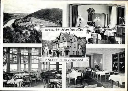 Ak Nachrodt Wiblingwerde im Sauerland, Hotel Nachrodter Hof, Aussen- und Innenansicht, Ort