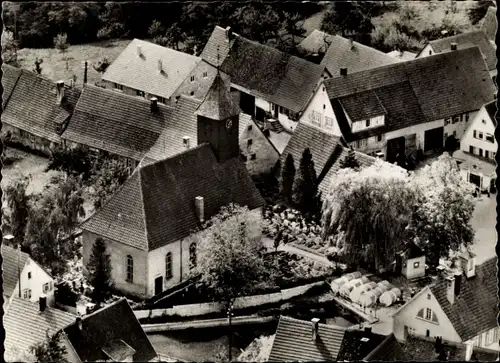 Ak Schopfloch im Schwarzwald, Luftbild der Kirche, Häuser