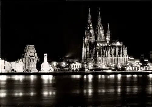 Ak Köln am Rhein, Dom in Festbeleuchtung