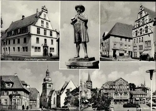 Ak Herford in Nordrhein Westfalen, Otto Weddigen Haus, Radewiger Kirche, Markt, Leineweber