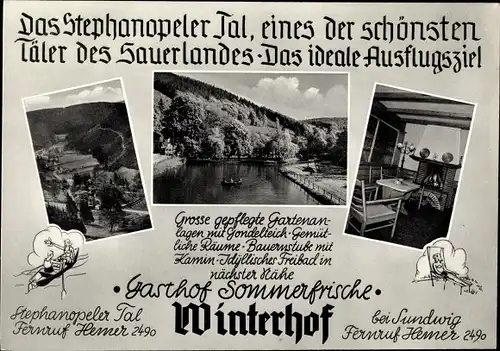 Ak Stephanopel Hemer im Sauerland, Gasthof Winterhof, Stephanopeler Tal