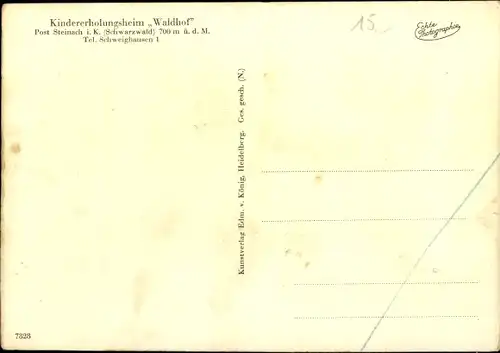 Ak Steinach im Kinzigtal Schwarzwald, Kindererholungsheim Waldhof