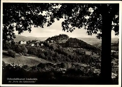 Ak Lindenfels im Odenwald, Durchblick zum Ort