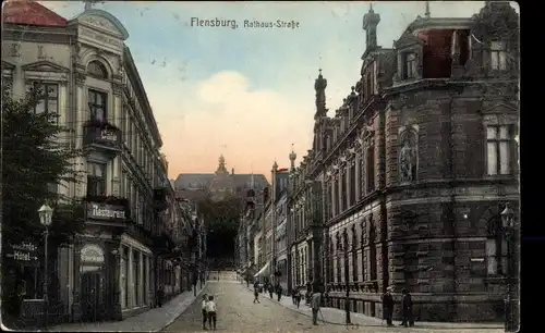Ak Flensburg in Schleswig Holstein, Rathausstraße, Restaurant, Bahnhofshotel