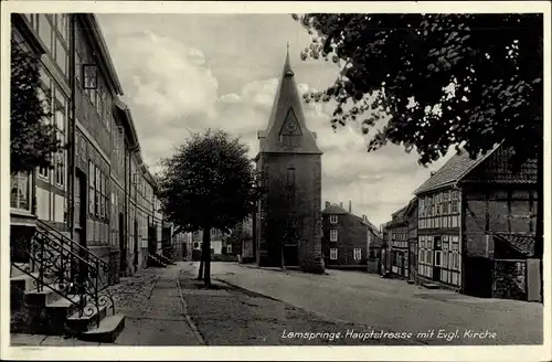 Ak Lamspringe in Niedersachsen, Hauptstraße, Ev. Kirche