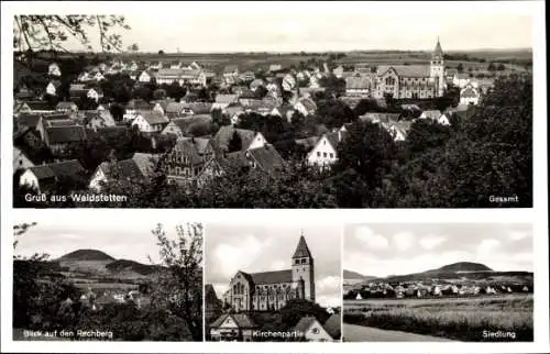 Ak Waldstetten im Ostalbkreis Württemberg, Gesamtansicht, Rechberg, Kirche, Siedlung