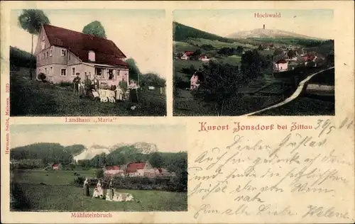 Ak Jonsdorf in Sachsen, Hochwald, Landhaus Maria, Mühlsteinbruch