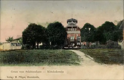 Ak Mittel Oderwitz in der Oberlausitz, Schützenhaus