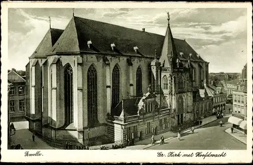 Ak Zwolle Overijssel Niederlande, Gr. Kerk met Hoofdwacht