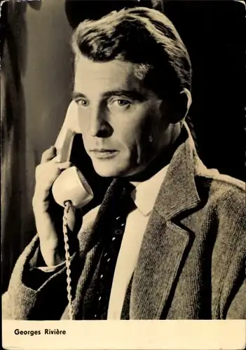 Ak Schauspieler Georges Riviere am Telefon, Progress Starfoto, Die letzte Viertelstunde, Portrait