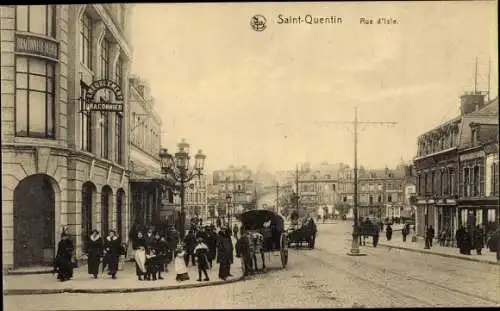 Ak Saint Quentin Aisne, Rue d'Isle