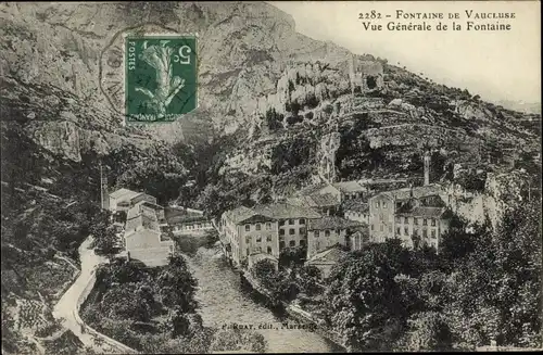 Ak Fontaine de Vaucluse, Vue generale de la Fontaine