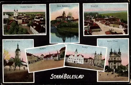 Ak Stará Boleslav Altbunzlau Mittelböhmen, Namesti, Radnice, Kirche, Schloss