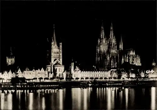 Ak Köln am Rhein, Stadt in Festbeleuchtung, Dom