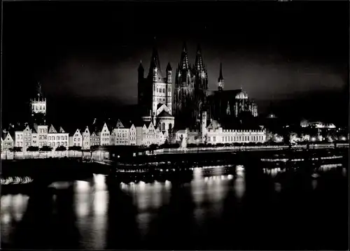 Ak Köln am Rhein, Stadt in Festbeleuchtung, Dom